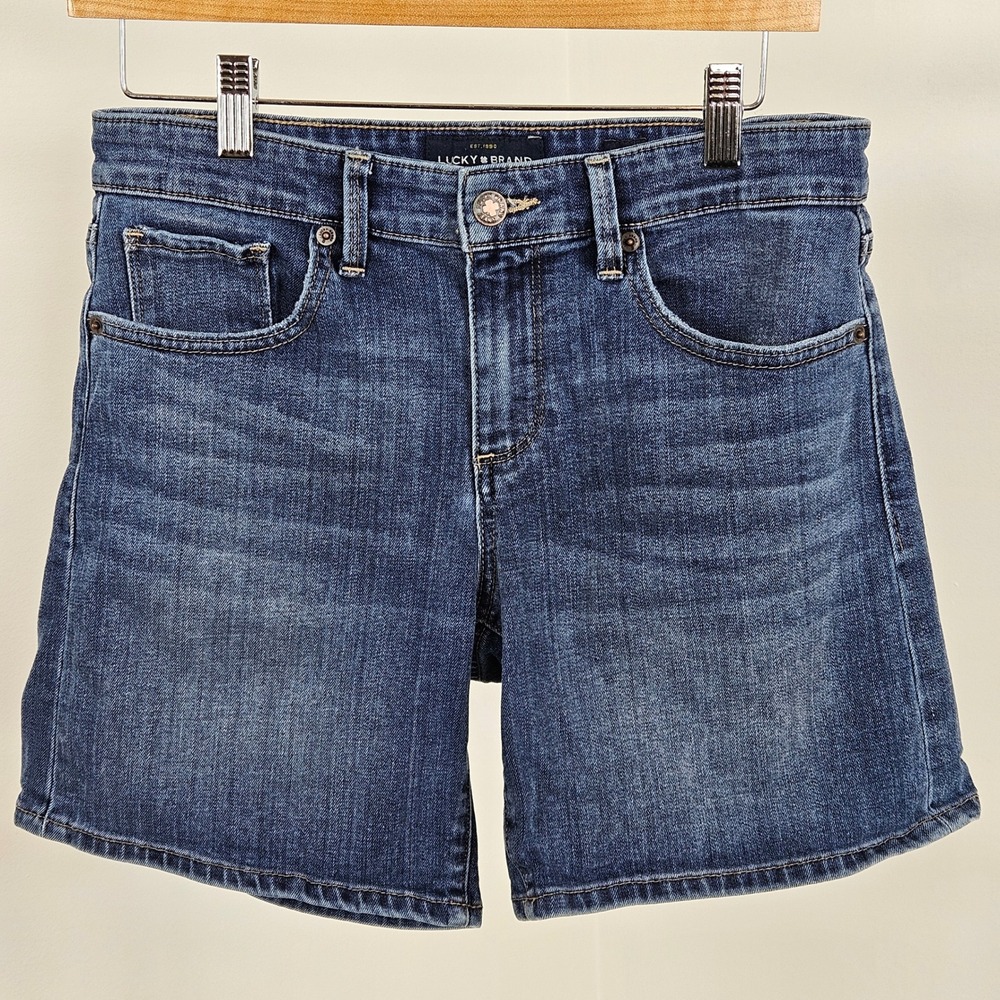 Lucky Brand The Roll Up Shorts Women 6 28 Blue Stretch 6" Inseam